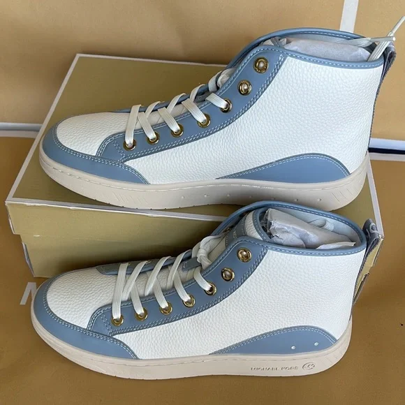 MICHAEL KORS
SHEA MID HIGH TOP
FAUX LEATHER
49F3SHFESL
PALE BLUE 
NEW - Picture 6 of 16
